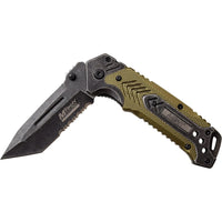 MTech Evolution Gray / Black Stonewash and Olive Drab Green Spring Assisted Tactical Knife 3.5" MTE-A026-GN