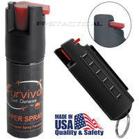 Survivor Pepper Spray Self Defense / Protection Keychain w Hard Shell Case USA Made - Black
