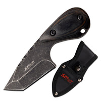 Mtech USA Black Ash / Gray Stonewash Miniature Full Tang Fixed Blade Knife w Snap Lock Sheath 2.5"
