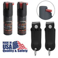 Quantity 2x Survivor Pepper Spray Self Defense / Protection Keychains w Leather Cases USA Made Black