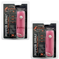 Quantity 2x Survivor Pepper Spray Self Defense / Protection Keychains w Pink Leather Cases USA Made
