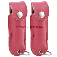 Quantity 2x Survivor Pepper Spray Self Defense / Protection Keychains w Pink Leather Cases USA Made
