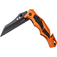 Tac-Force EMS / EMT Spring Assisted Rescue Knife Black / Orange w Aluminum Scales and G10 Inlay 3.5"