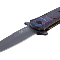 Mtech USA Timascus Rainbow & Gray Tinite Coated Spring Assisted Stiletto Knife 3.5"