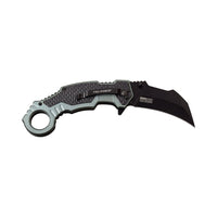 Tac-Force Teal Gray & Black Karambit Spring Assisted Tactical Knife w Glass Breaker & Rubberized Grip 3"
