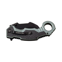 Tac-Force Teal Gray & Black Karambit Spring Assisted Tactical Knife w Glass Breaker & Rubberized Grip 3"
