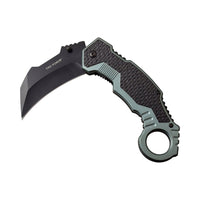 Tac-Force Teal Gray & Black Karambit Spring Assisted Tactical Knife w Glass Breaker & Rubberized Grip 3"